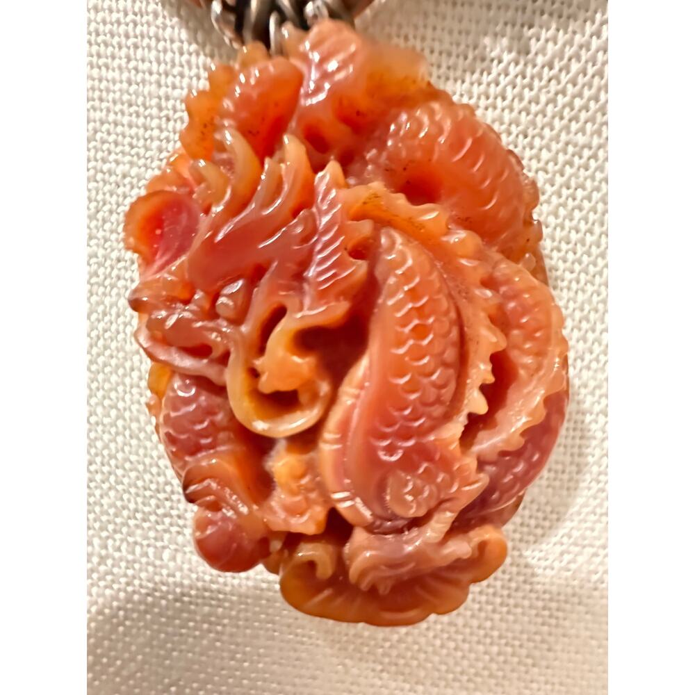 Vintage Artisan Carnelian Agate & Jasper Stone Necklace $35